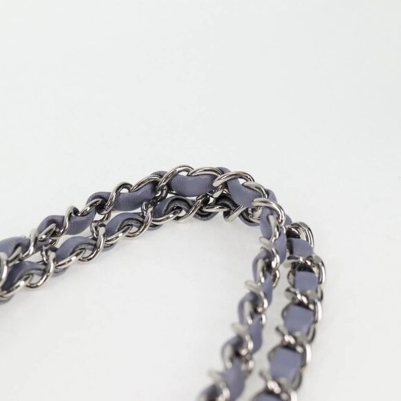 CHANEL Matelasse Chain Shoulder Bag Lamb Skin Purple Silver CC Auth 132927V - Picture 9 of 16